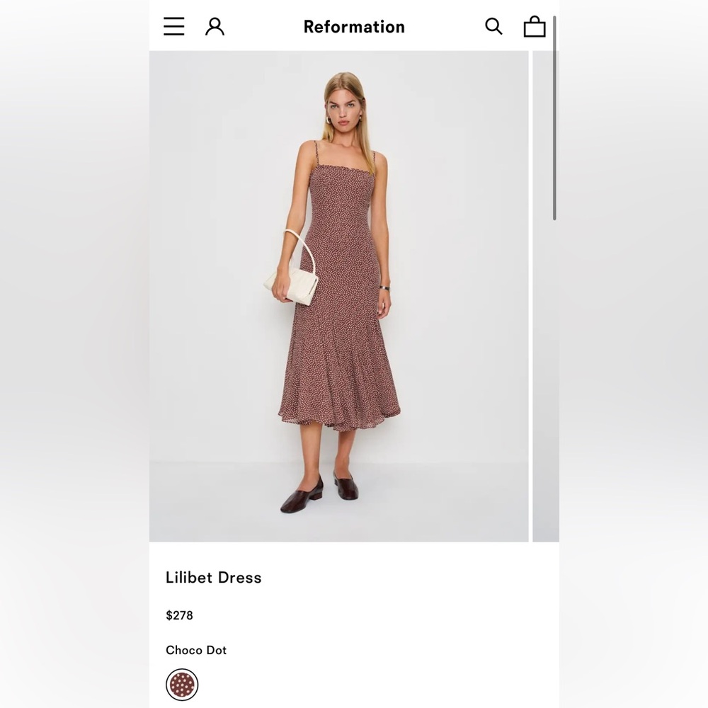 Reformation Brown Patterned Midi Dress